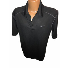 Nike Golf Dri Fit Black On Black Logo Polo Golf Shirt Size Large