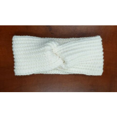 Crocheted White Toddler Size Ear Warmer Headband 17" 