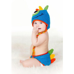 BABY HAT BLUE MONSTER DIAPER SET CROCHET knit infant toddler beanie photo prop