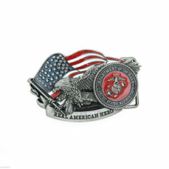 US Marine Corps American Hero USA Flag Eagle Metal Belt Buckle