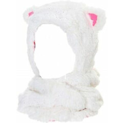 Capelli New York Girls Fun Kitty Hooded Loop Scarf With 3D Ears Ivory One Size