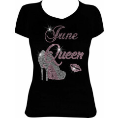 June Queen Bling Shirt, Birthday Bling Rhinestone Shirt, Birthday Shirt 6BD4
