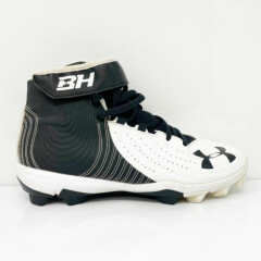Under Armour Boys Harper 4 Mid RM 3022061-100 White Baseball Cleats Shoes Sz 6Y