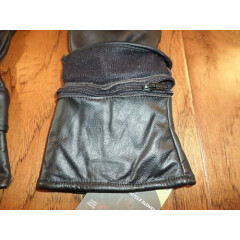 NEW LEATHER MOTORCYCLE GLOVES FLEECE LINED X LONG WITH ZIP AWAY GAUNTLET XXL 