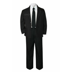 4pc Set Infant Boy Toddler Wedding Black Formal Tuxedo Suit +A free Red Long Tie
