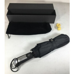 SYRINX Travel Umbrella BLACK Compact Folding Automatic, Gift Box Velvet Bag NEW 