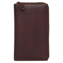 Leather Cheque Book Document Holder for Men Brown US 