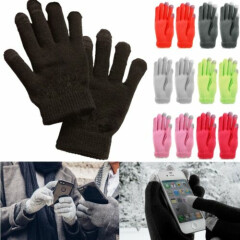 Mens Womens Winter Knit Touch Screen Thermal Insulated Finger Mitten Gloves Lot