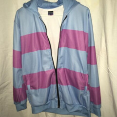 Mens Rage on purple and blue striped 2 pocket zipper hoodie size small