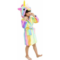 Soft Unicorn Hooded Bathrobe Sleepwear - Unicorn Gifts Loungewear(6-7year)