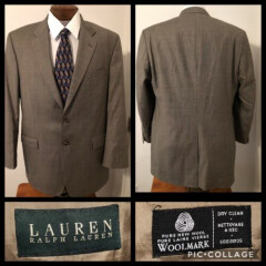 Lauren Ralph Lauren Mens Gray Wool Classic Fit Blazer Sport Coat Jacket SIZE 42L