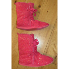 Crazy 8 pink with gold sparkle fur lined faux suede boots girls' 5