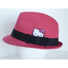 Hello Kitty Pink Black Band 100% Cotton One Size Youth Trilby Hat Sanrio