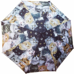 Automatic-Opening Folding Cats Umbrella -- Beautiful Illustrations of Many Cats