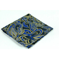 Lord R Colton Masterworks Bombay Navy Gold Floral Silk Pocket Square - $75 New