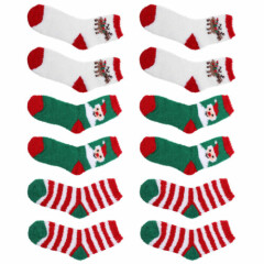 6 Pairs of Christmas Adults Warm Socks Festive Thickened Coral Fleece Socks