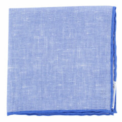 $100 Fiori Di Lusso Blue Solid Linen Pocket Square - x - (805)