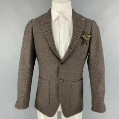 BRILLA Size US 34 Brown & Beige Herringbone Wool Single Breasted Sport Coat