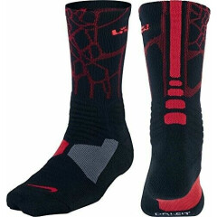 Nike HyperElite LEBRON Spider Crew Basketball Socks MEDIUM (Men 6-8) Blk/Red 065