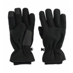 New Men's Tek Gear Microfleece Tech Touch Waterproof Cuffed Gloves - Black Color