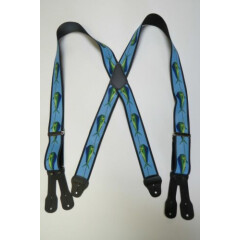 X Style 2" Wide MAHI-MAHI. BUTTON ON MEN S Suspenders,CLIPS, SNAPS. MADE IN USA