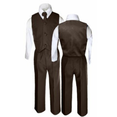 New Boy 4 PC D. Brown vest Set Formal Easter Party sz S M L XL 2T 3T 4T 5 6 7