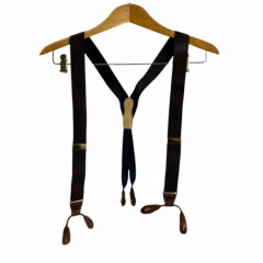 Martin Dingman Woven Jaquard Suspenders Brown Crosses Burgundy