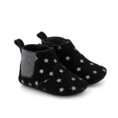 IKKS black suede star print crib shoes size 17/18 baby shower gift