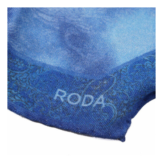 NWT RODA Blue Paisley Print Lightweight Wool-Silk Octagonal Pocket Square image {3}