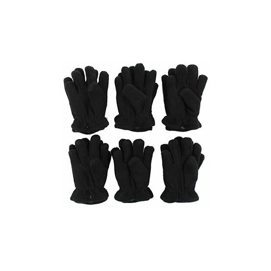 Toddler / Kids Soft And Warm Fleece Lined Gloves 6-Pack (Black 7-8Y) image {1}