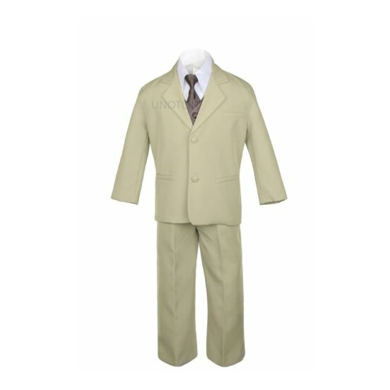 7pcs 9 Color Vest Necktie Baby Toddler Teen Formal Tuxedo Boy Khaki Suit  image {4}