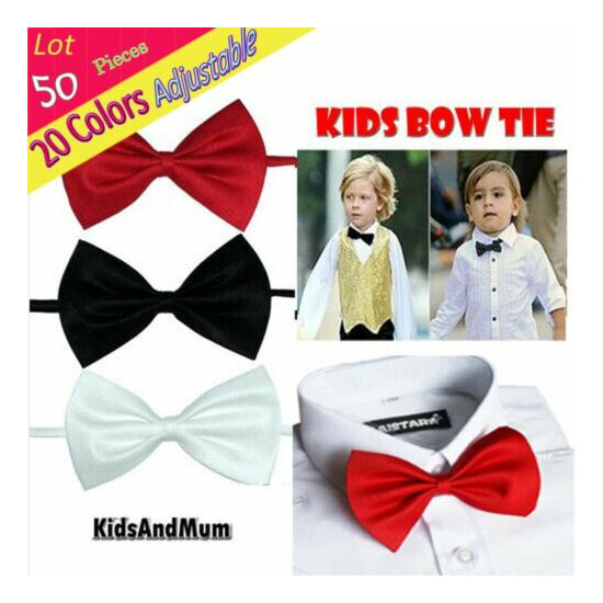 Wholesale (Lot 50 Piece) Students Children Bow Tie Solid Accessories Neckwear image {1}