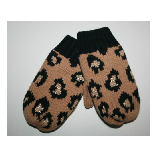 New Gymboree Girls 2T 3T Right Meow Kitty Cat Leopard Animal Print Mittens soft image {1}