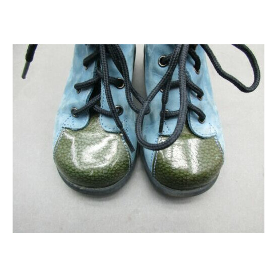 Micio Size 6 Baby Boy Lace Leather Blue/Green Made In Italy Ankle Boots 1h image {3}