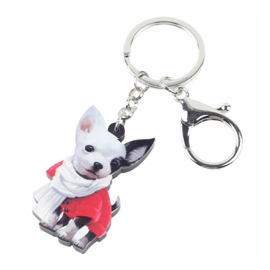 Acrylic Cute Chihuahua Dog Keychains Car Purse Key Ring Pets Jewelry Charm Gifts image {2}
