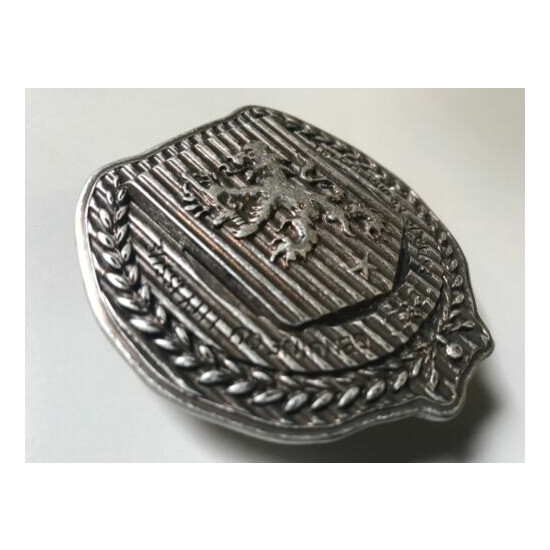 Rare,solid,Heraldic,Lion,Coat of Arms,Shield belt buckle.Old silver plaiting . image {4}