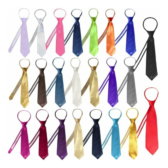 23 Color Satin Zipper Necktie for Baby Toddler Kid Teen Boy Suit size S-XL(S-20) image {1}