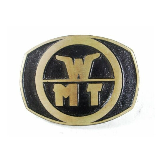 1970s-80s WMT World Mining Technology Belt Buckle By Dyna Buckle USA  image {3}