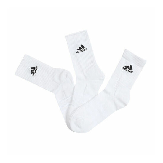 Adidas Cushioned Crew Socks 3-Pairs heel-to-toe cushioning Logo White DZ9356 image {2}