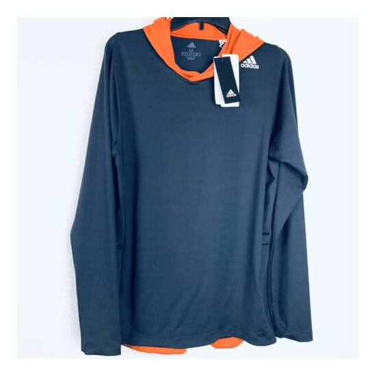 ADIDAS Climalite Gray Orange Athletic Hooded Men Shirt. Size M. NWT image {2}
