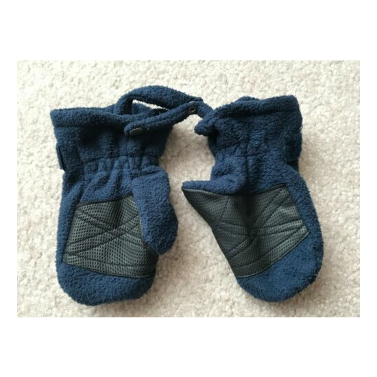 One Step Ahead Navy Easy-On Fleece Mittens Size SM VGUC image {2}