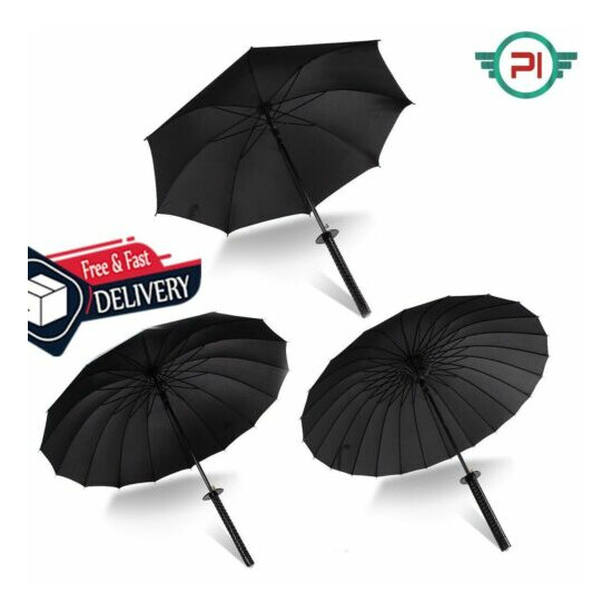 Japanese Sword Rainny Umbrella Folding Windproof Sun Ninja Style Katana Black image {1}