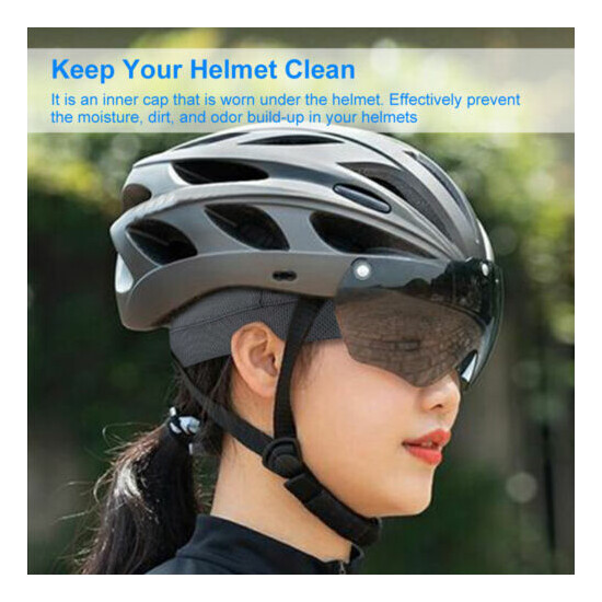 3x Helmet Liner Skull Cap Beanie Sweat Wicking Cycling Sport Quick-dry Hat Wrap image {4}