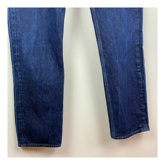 Levis 505 Jeans 40 Dark Wash Denim Blue Straight Leg Pockets 100% Cotton Mens image {3}