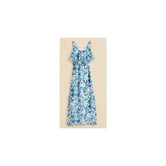 AQUA Girls' Floral Maxi Dress, Blue Multi, Size M, MSRP $72 image {1}