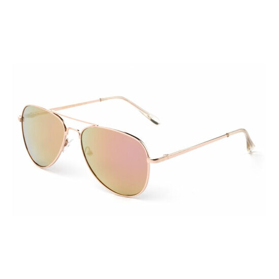 Girls Pink Aviator Pilot Sunglasses Stainless Steel Spring Hinge UV 100% Classic image {2}