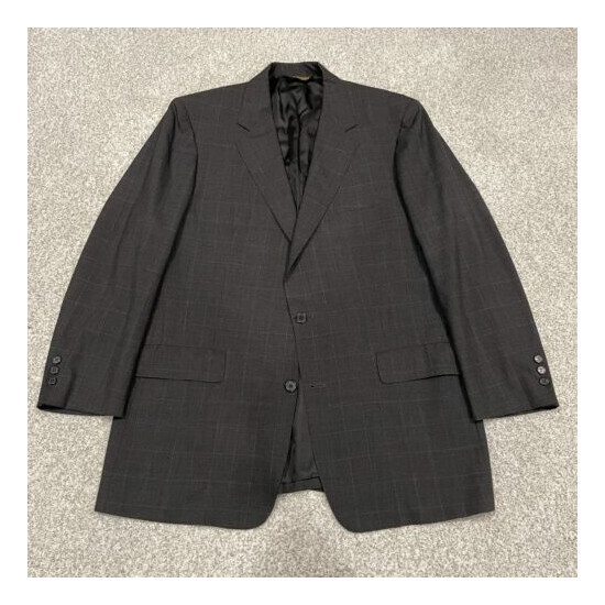 Brooks Brothers Makers Men's Wool Sport Coat Blazer Dark Gray Check Size 43L image {1}