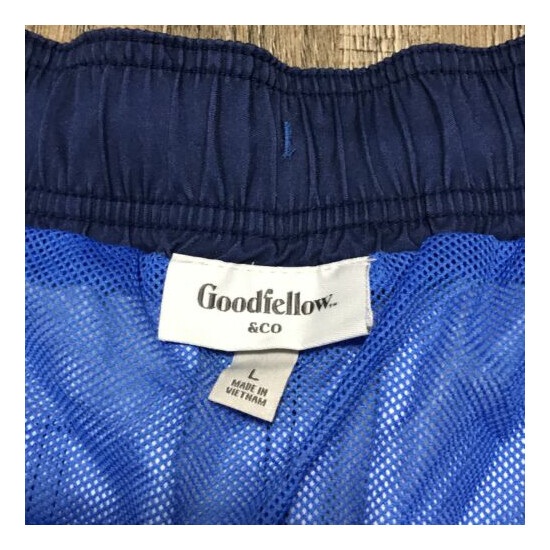 Goodfellow Sz L NWT Board Shorts Swimsuit ~ Blue ~ UPF 50+ ~ Stretchy Waist image {2}