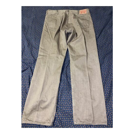 LEVIS 501 Button-Fly Straight Leg Men's 38x32 Tan Jeans Very Good Condition EUC image {4}