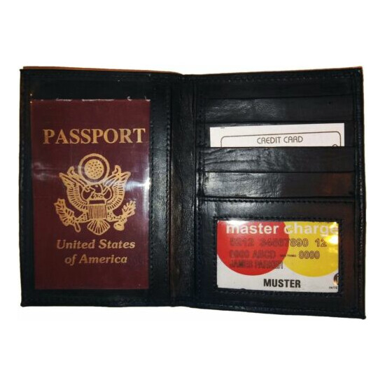 Lot of 3 New 4 credit cards + ID Lamb skin USA Leather passport case wallet BNWT image {2}